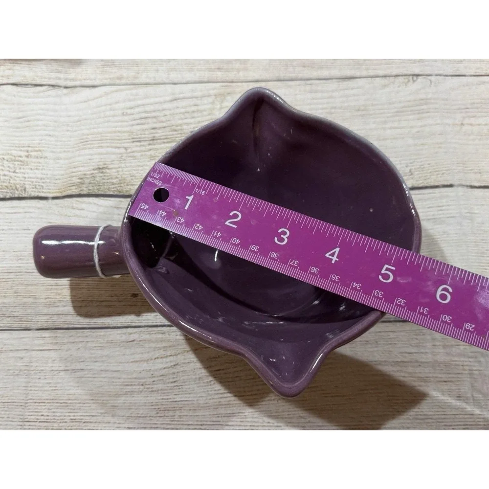 Vintage BB Bybee Pottery KY Purple Double Spout Lug Handle Gravy Bowl Handmade